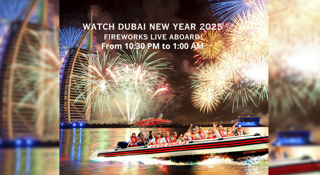 New Year's Eve Fireworks Show Aboard Love Boats cruise for 2 and a Half Hours