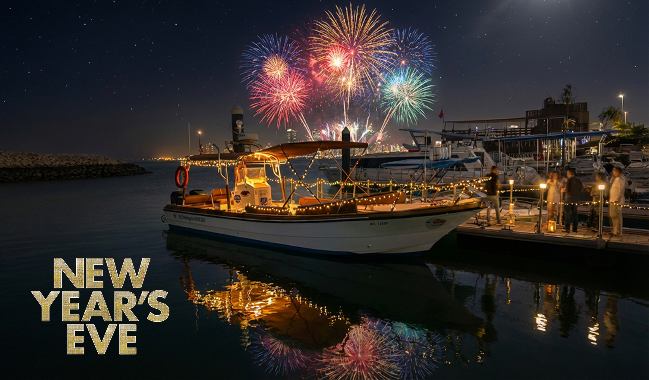 رحلة 3 ساعات بالقارب التقليدي لمشاهدة الألعاب النارية ليلة رأس السنة في شاطئ سعادة