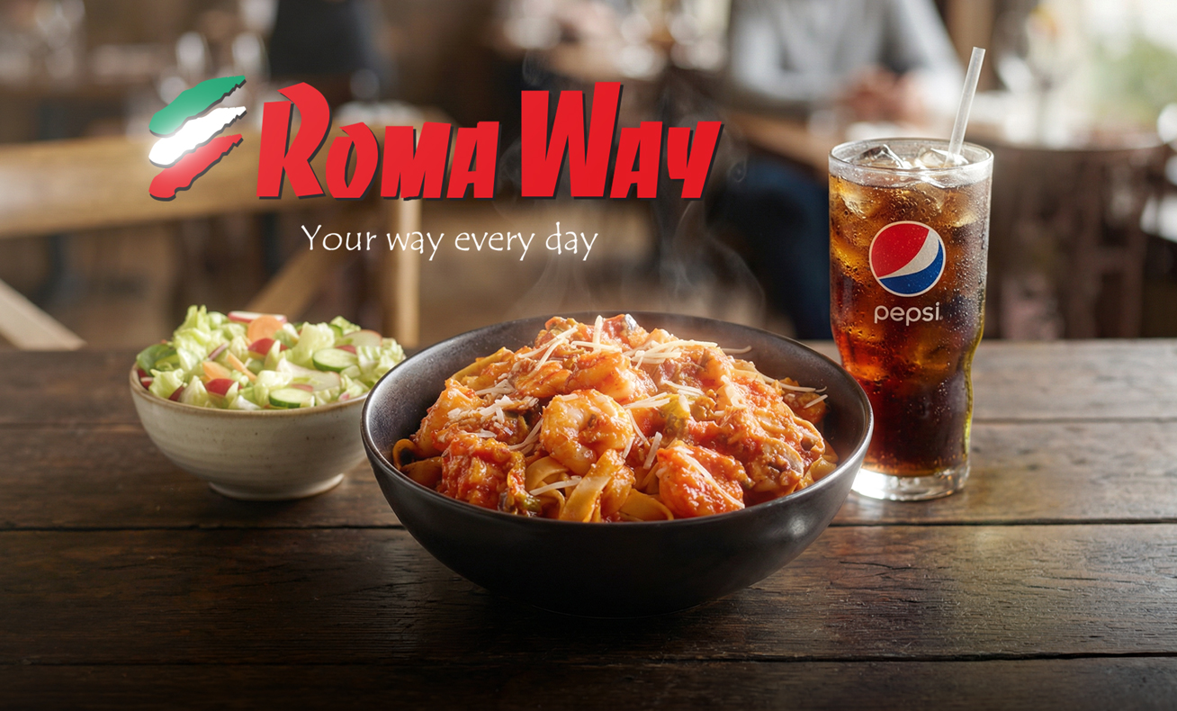 Shrimp Pasta Combo Offer at RomaWay for only 40 SAR instead of 63 SAR